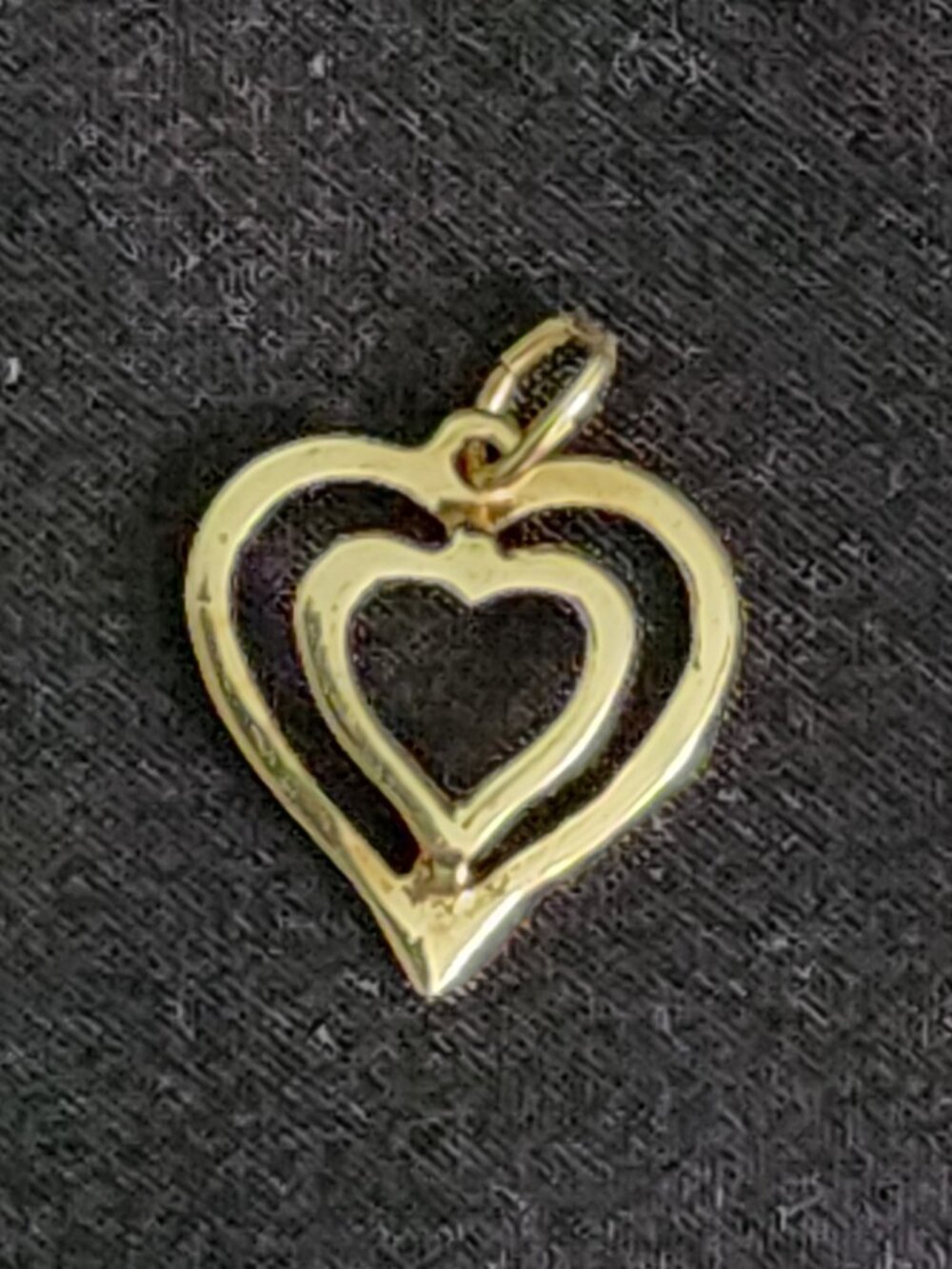 Double Heart Petite Gold Filled Pendant Charm .5" X .5" Antique Vintage RARE